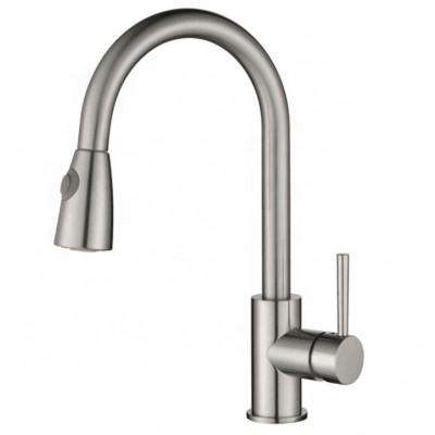 Brushed Nickel 304 Stainless Steel Pull Down Kitchen Faucet Mixer with Pull-out Spout