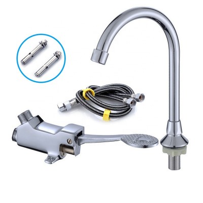 Brass Foot Operated Foot Pedal Taps Non Contact Basin Mixer Taps Medical Faucet for Public